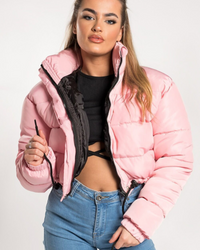 Damen Übergangsjacke Kurz Jacke | Mit Kapuze Wintertauglich – Rosa