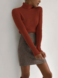 Klassischer Rollkragenpullover für Damen | Lässig – Karamell