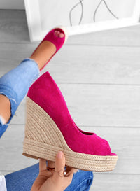 Espadrilles aus Wildleder mit Keil – Rosa