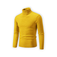 Klassischer Rollkragenpullover für Herren mit Rippstruktur – Gelb