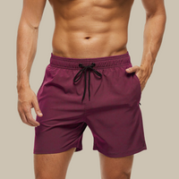 Badehose für Herren - Leichte, schnelltrocknende Badeshorts mit Stretch für den Sommer – Weinrot