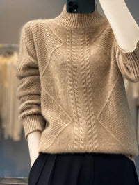 UTE - STRICKPULLOVER MIT HOHEM KRAGEN – Braun