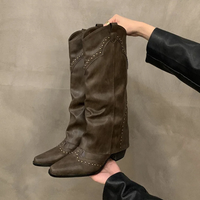 Knöchelstiefel Cowboy Stiefel Damen – Braun