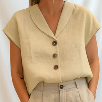 Emy™| Elegante unifarbene Bluse – Beige