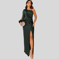 Ilse | Glamouröses Drapé-Kleid – Dunkelgrün
