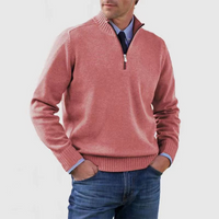 Herrenpullover mit halbem Reißverschluss – Rosa