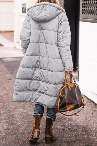 Kassiopeia | Langer, wendbarer Damenmantel mit Kapuze, Fleece-Futter und Taschen