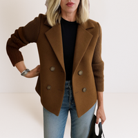 Martine™ -  Elegante Jacke mit Gestrickten Ärmeln – Dunkelbraun