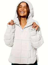 Leyvalis | Solider Kapuzenmantel – Lässige warme Jacke für Damen – Weiß