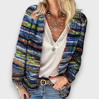 Sarai – Bunter Strick-Cardigan – Blau