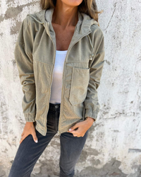 VERONIKA - CORD-STOFFJACKE – Grün