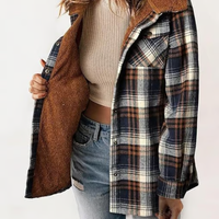 Amira-Karierte Kapuzenjacke – Lässiger Herbst-Look – Dunkelblau