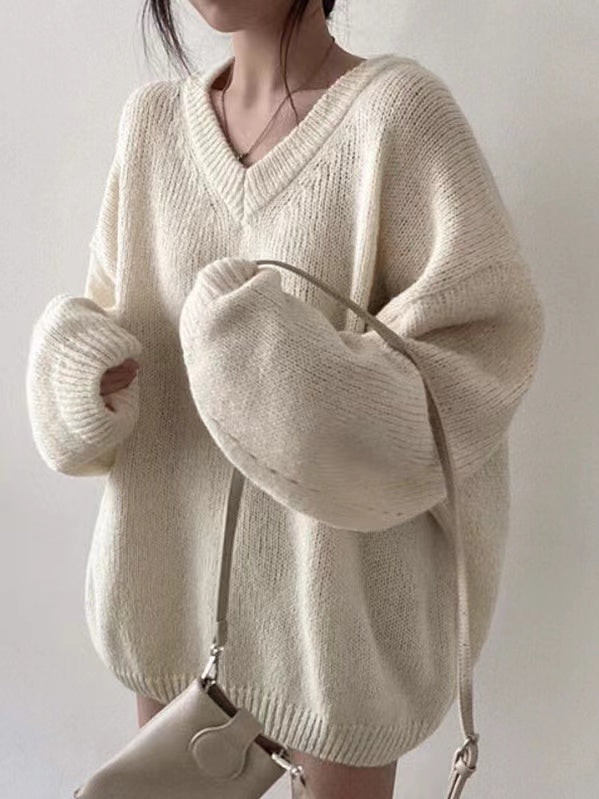 Saynitha | Gestrickter Pullover mit V-Ausschnitt für Damen