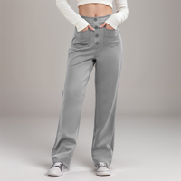 Nina | Elastische Hose mit hoher Taille – Grau