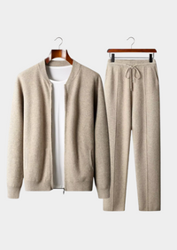 Lea | Luxuriöses Falconi Set aus Merinowolle – Sandig