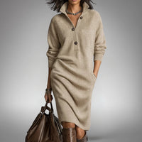 Tabea | Weiches Strickkleid mit femininer Note – Beige