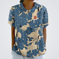 Lina™ | Bluse mit Blumenmuster – Weiß mit blauen Blumen