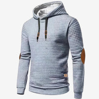 Julien | Stylischer Kapuzenpullover für Herren mit Patchwork-Details an den Ärmeln – Gris clair