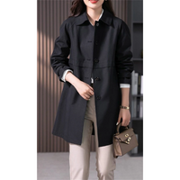 Damen Wasserdichter Trenchcoat | Lässig – Schwarz