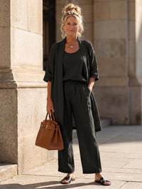 Linnea | Leichtes Leinen-Set – Schwarz