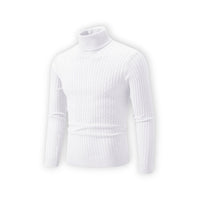 Klassischer Rollkragenpullover für Herren mit Rippstruktur – Weiß