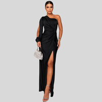 Ilse | Glamouröses Drapé-Kleid – Schwarz