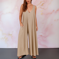Magda™ | Bequemer Jumpsuit mit V-Ausschnitt und weitem Bein – Khaki