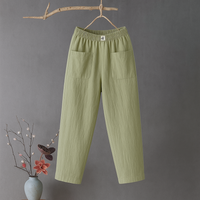 Erika™ | Lässige Hose aus Baumwolle und Leinen mit elastischem Bund – Grün