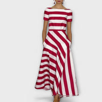 Janell - Streifenmaxikleid – Rot