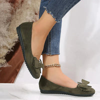 Damen Flache Schleife Schuhe | Slip Auf – Grün