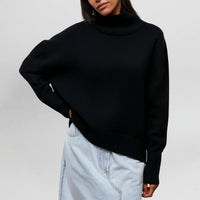 Stefanie™ | Strickpullover mit Rollkragen – Schwarz