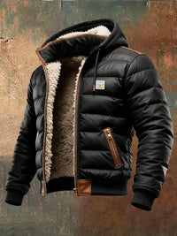 Martin | Gefütterte Herrenjacke Schwarz Sherpa komfortabel – Schwarz