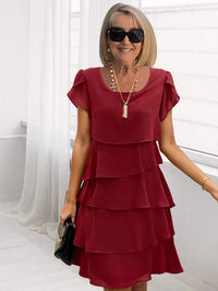 Lucia | Lockeres Chiffonkleid – Tiefes Rot