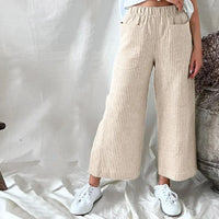 Lana Sommerhose | stilvolle gerippte luftige Sommerhosen Damen - Perfekt für heiße Tage – Khaki