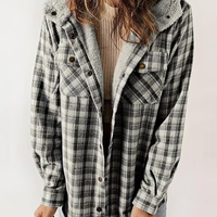Amira-Karierte Kapuzenjacke – Lässiger Herbst-Look – Grau