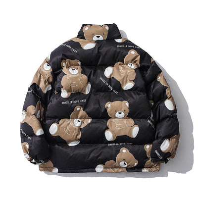 Lona | Süße Winter-Baumwolljacke mit Bären-Print für Frauen