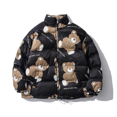 Lona | Süße Winter-Baumwolljacke mit Bären-Print für Frauen