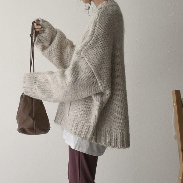 Komiara | Übergroßer Pullover mit elfenbeinfarbener Taschenfront