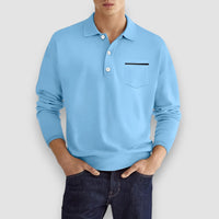 Cardi | Long Sleeve Polo Shirt – Blau
