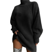 Damen Rollkragenpullover | Übergroß – Schwarz