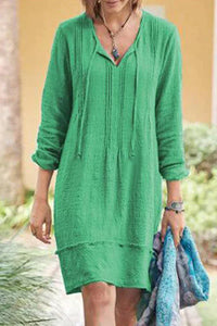 Felice - Stilvolles Langarm-V-Ausschnitt-Kleid – Grün
