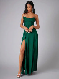 Heidi-Mode | Seiden-Maxikleid mit Geflochtenem Rücken Kleid Dich für Formelle Anlässe Lucette – Grün