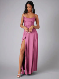 Heidi-Mode | Seiden-Maxikleid mit Geflochtenem Rücken Kleid Dich für Formelle Anlässe Lucette – Rosa