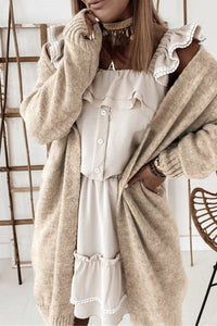 Heidi-Mode | Offene Front Strickjacke – Khaki