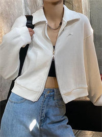 Lesly - Charmanter, femininer Pullover mit Doppelreißverschluss – Weiß