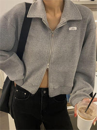 Lesly - Charmanter, femininer Pullover mit Doppelreißverschluss – Grau