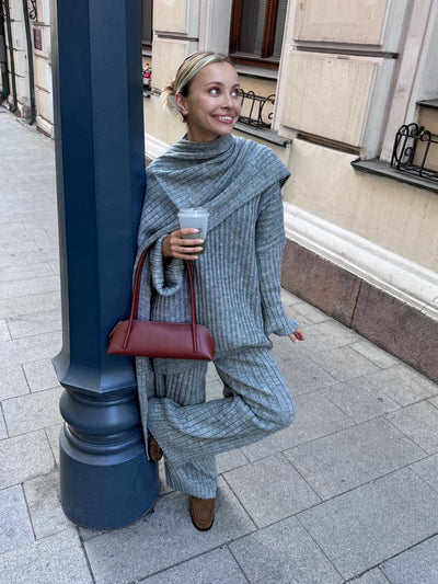 Sopeya | Elegantes winterliches 2-teiliges Strickset mit Schal