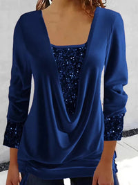 Prescilla - Langes Sequin Bluse – Blau