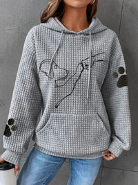 Warmer Damen-Kapunzenpulli | Mit Hunde-Drucken – Grau