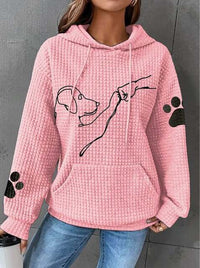 Warmer Damen-Kapunzenpulli | Mit Hunde-Drucken – Rosa